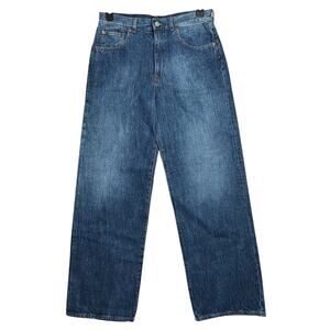 NEW 6397 Wide Leg Jeans NP239 SIZE 29 Marbled Blue 100% Cotton MADE IN ITALY NWT